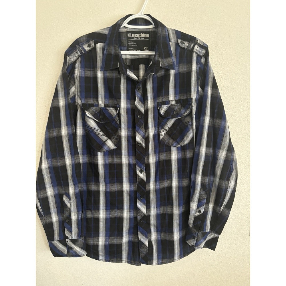 MK Machine Push The Limit XL  Plaid Long Sleeve Western Style‎ Shirt